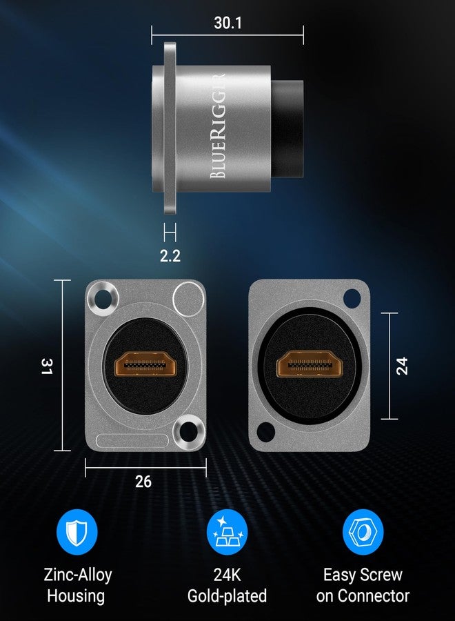 بلو ريجر موصل BlueRigger HDMI المقاوم للماء - (4K 60Hz، مقبس تثبيت لوحة HDMI مع غطاء مقاوم للماء والغبار، محول أنثى لتمرير أجهزة الصوت والفيديو) - متوافق مع السيارة والقارب والتلفزيون والكمبيوتر المحمول - Image 3